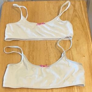 Cat & Jack Preloved Girls White Bralette Set with Pink Bow